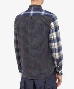 Beams Plus Button Down Flannel Check Panel Shirt -Outlet Sweaters Store 21 10 2022 AJ 3811 1687 139 79 8 1