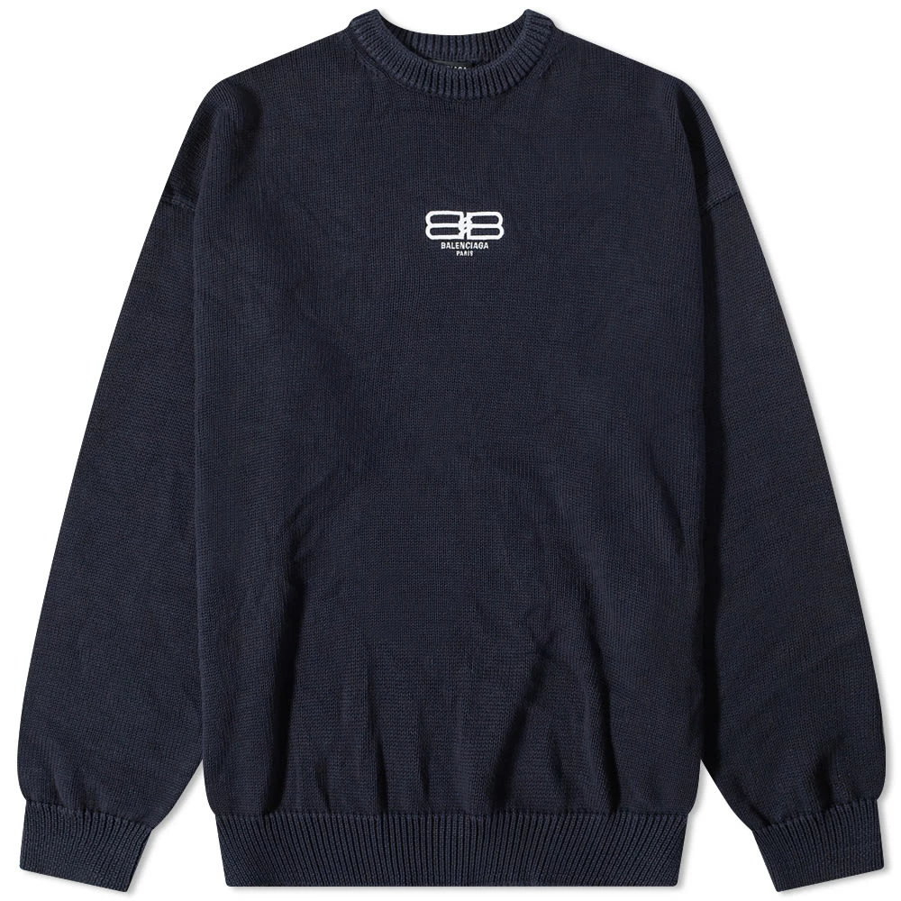 Balenciaga Embroidered BB Logo Crew Knit 1 Balenciaga Embroidered BB Logo Crew Knit