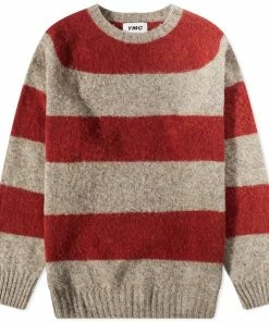 YMC Suedehead Striped Crew Knit
