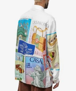 Casablanca Postcard Silk Shirt -Outlet Sweaters Store 22 11 2022 jc mf22 sh 021 06 8