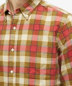 Beams Plus Button Down Check Flannel Shirt -Outlet Sweaters Store 23 11 2022 JC 3811 1711 139 35 10 1