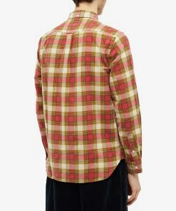 Beams Plus Button Down Check Flannel Shirt -Outlet Sweaters Store 23 11 2022 JC 3811 1711 139 35 8 1