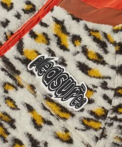 PLEASURES Strain Cheetah Sherpa Zip Fleece Jacket -Outlet Sweaters Store 23 12 2021 JA P21W002 WH 3 1