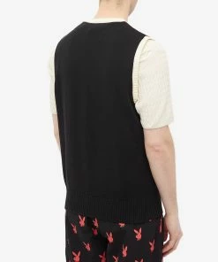 PLEASURES Playboy Knit Vest 7 PLEASURES Playboy Knit Vest -Outlet Sweaters Store 24 02 2022 TH P21PB005 BLK 3 1