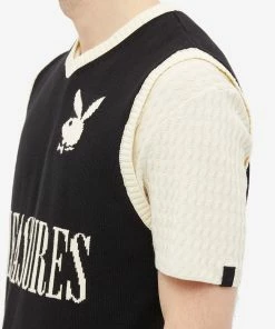 PLEASURES Playboy Knit Vest 9 PLEASURES Playboy Knit Vest -Outlet Sweaters Store 24 02 2022 TH P21PB005 BLK 5 1