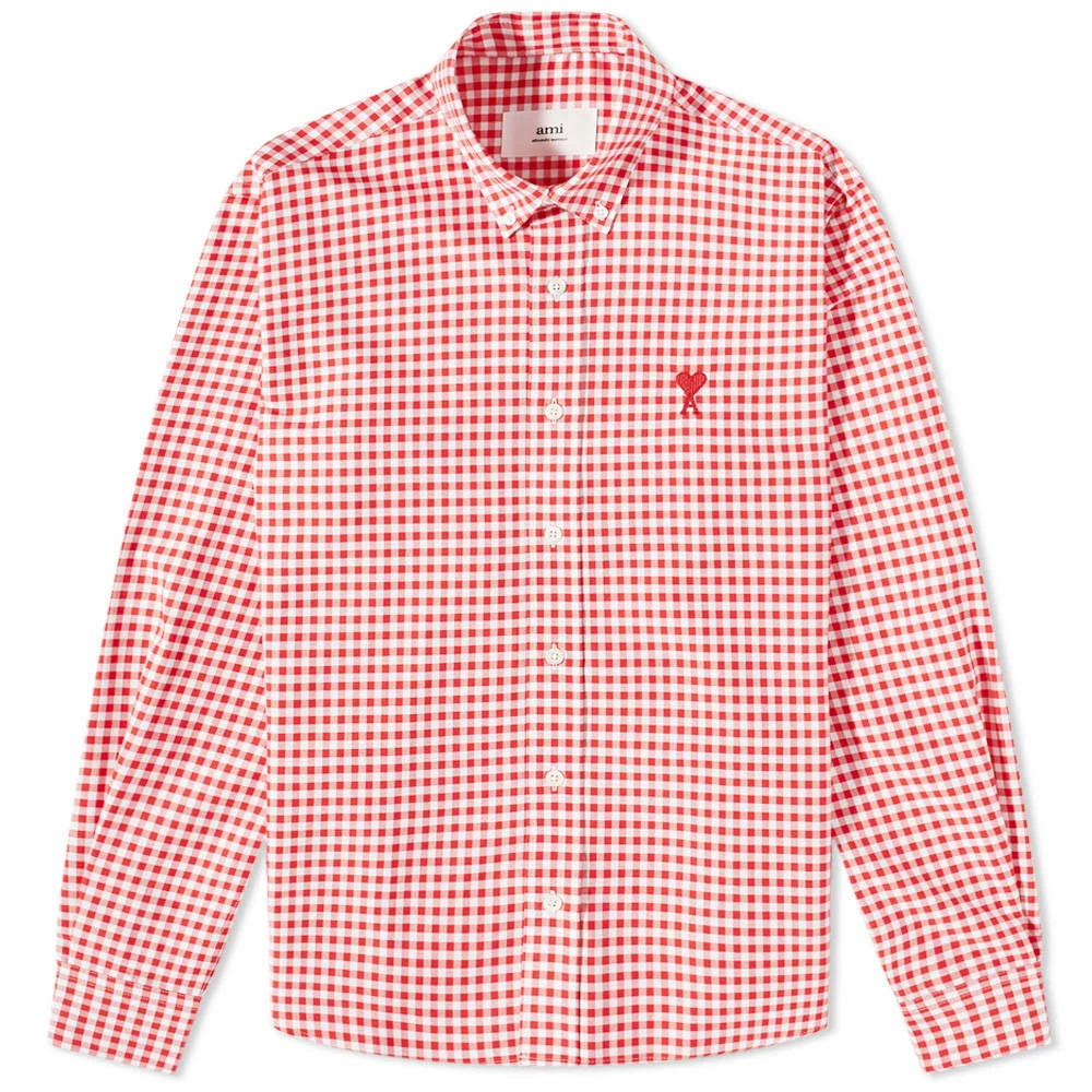 AMI Heart Gingham Button Down Oxford Shirt 1 AMI Heart Gingham Button Down Oxford Shirt