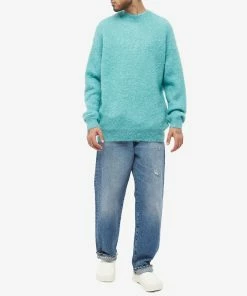 Auralee Brushed Mohair Crew Knit -Outlet Sweaters Store 24 10 2022 ja a22ap01km blu 9