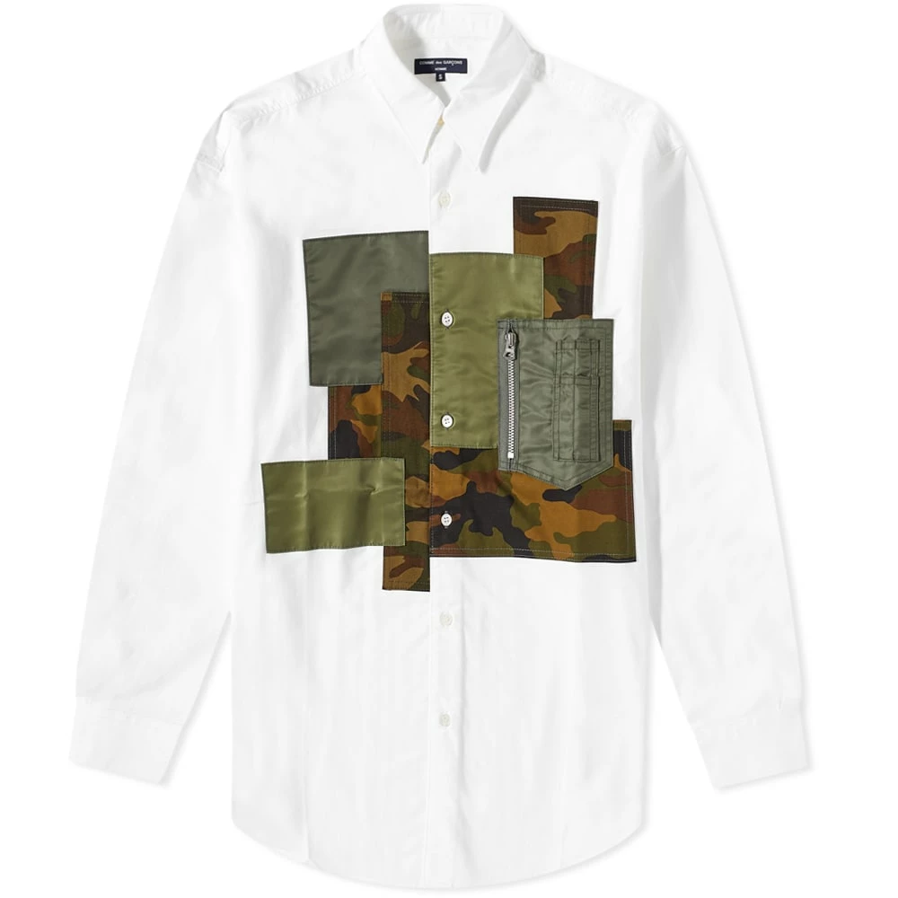 Comme Des Garçons Homme Multi Patch Zip Pocket Shirt 1 Comme Des Garçons Homme Multi Patch Zip Pocket Shirt