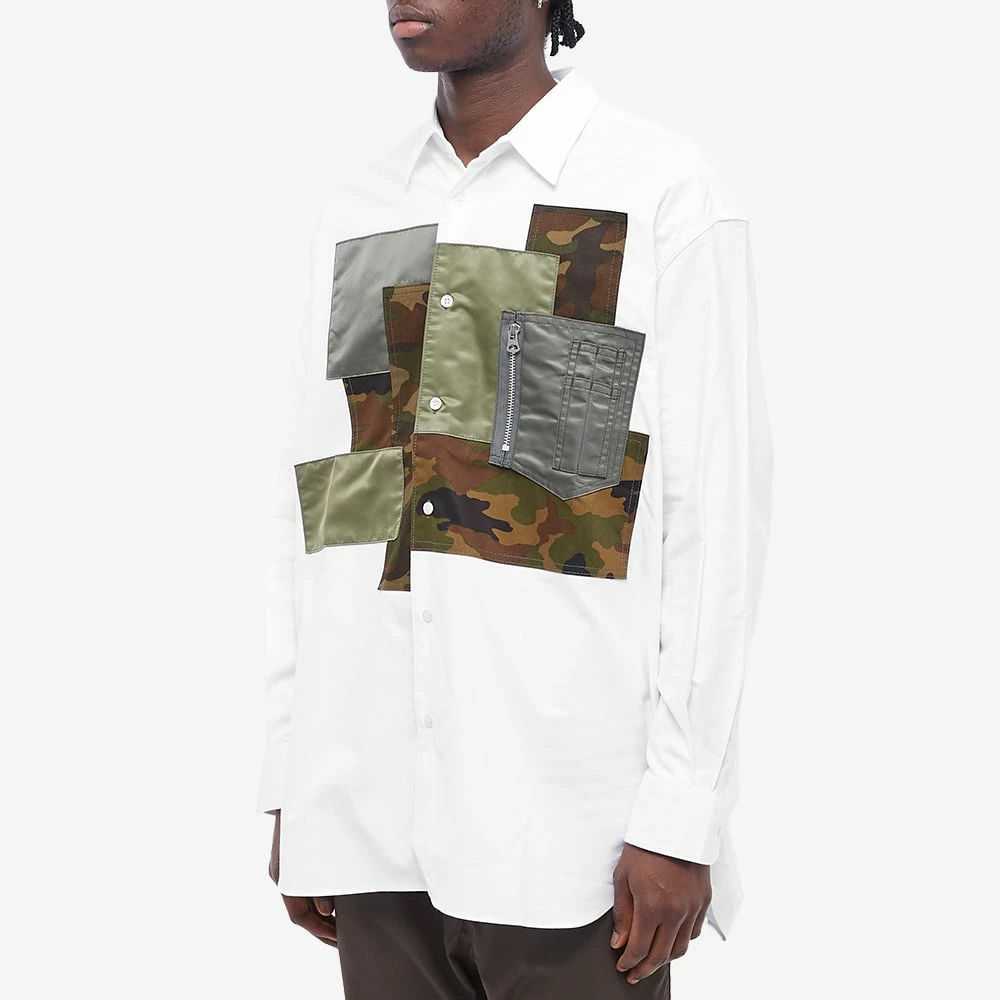 Comme Des Garçons Homme Multi Patch Zip Pocket Shirt 2 Comme Des Garçons Homme Multi Patch Zip Pocket Shirt - Image 2