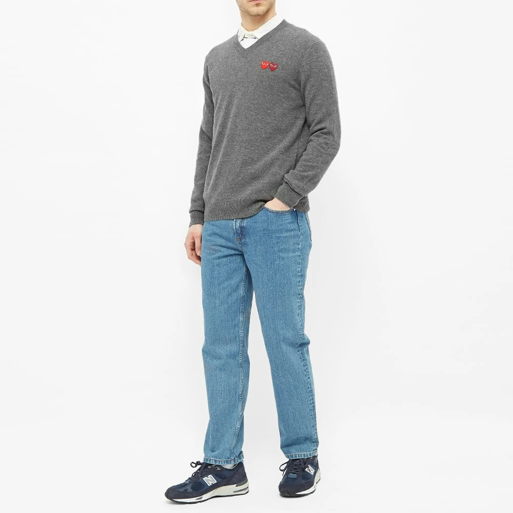 Comme Des Garçons Play Comme Des Garcons Play Double Heart V-Neck Jumper 5 Comme Des Garçons Play Comme Des Garcons Play Double Heart V-Neck Jumper - Image 5