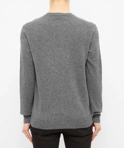 Comme Des Garçons Play Comme Des Garcons Play Gold Heart V-Neck Jumper -Outlet Sweaters Store 27 02 2020 commedesgarcons playgoldheartvneckjumper grey p1n048 3 gh m2