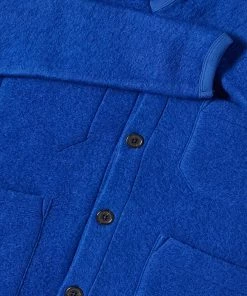 Universal Works Wool Fleece Cardigan -Outlet Sweaters Store 27 09 22 JF 27708 BLU 4 1