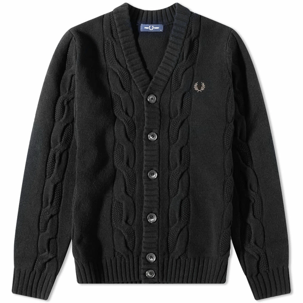 Fred Perry Textured Cable Knit Cardigan 1 Fred Perry Textured Cable Knit Cardigan