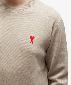 AMI Small A Heart Crew Knit -Outlet Sweaters Store 3 11 22 JF HKS001 001 250 10 1