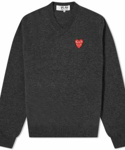Comme Des Garçons Play Comme Des Garcons Play Overlapping Heart V-Neck Jumper