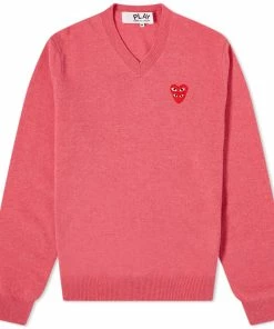 Comme Des Garçons Play Comme Des Garcons Play Overlapping Heart V-Neck Jumper