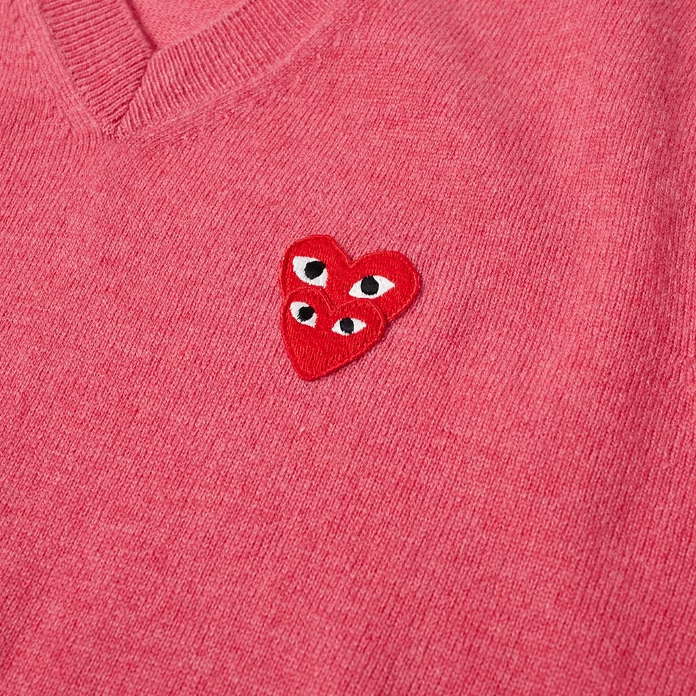 Comme Des Garçons Play Comme Des Garcons Play Overlapping Heart V-Neck Jumper 2 Comme Des Garçons Play Comme Des Garcons Play Overlapping Heart V-Neck Jumper - Image 2