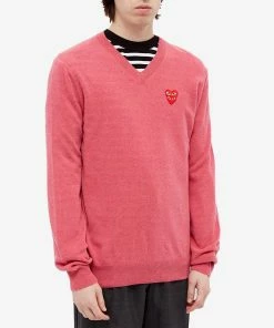 Comme Des Garçons Play Comme Des Garcons Play Overlapping Heart V-Neck Jumper 9 Comme Des Garçons Play Comme Des Garcons Play Overlapping Heart V-Neck Jumper -Outlet Sweaters Store 30 03 2021 RL P1N074 PK 4 1
