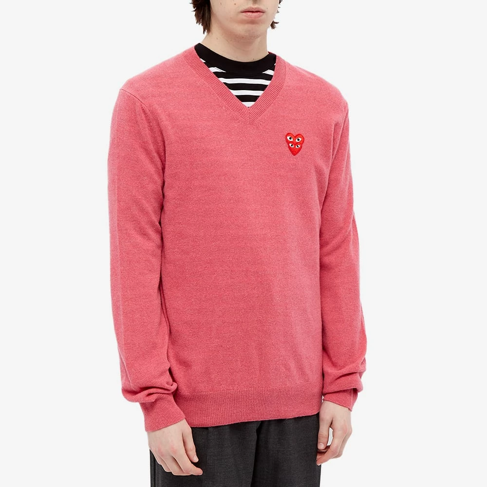 Comme Des Garçons Play Comme Des Garcons Play Overlapping Heart V-Neck Jumper 4 Comme Des Garçons Play Comme Des Garcons Play Overlapping Heart V-Neck Jumper - Image 4