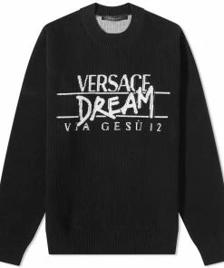 Versace Dream Logo Intarsia Crew Knit