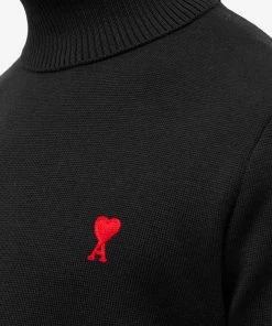 AMI Small A Heart Roll Neck Knit -Outlet Sweaters Store 30 11 2022 LL HKS401 001 001 5 1