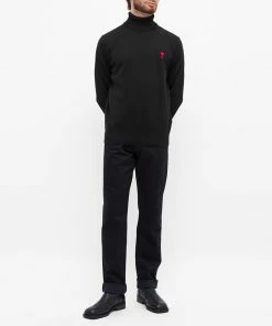 AMI Small A Heart Roll Neck Knit -Outlet Sweaters Store 30 11 2022 LL HKS401 001 001 m4 1