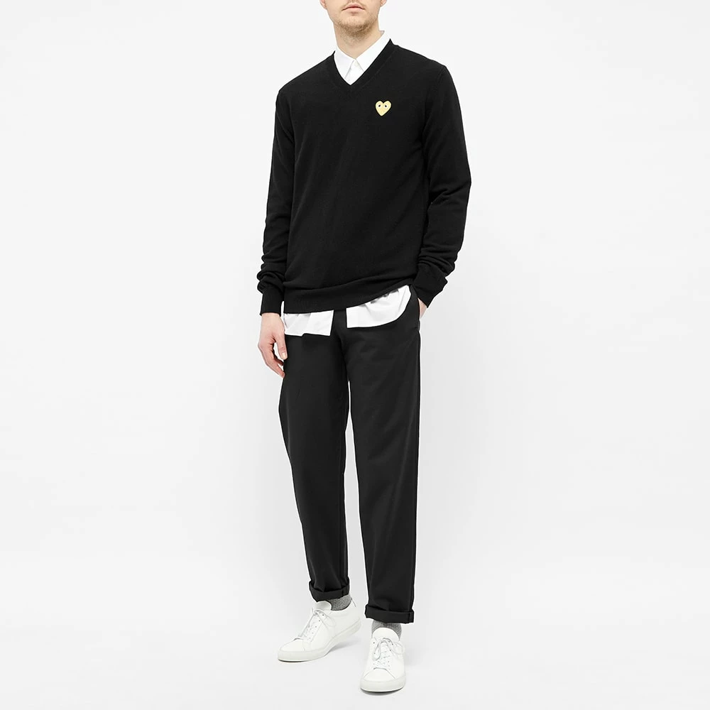 Comme Des Garçons Play Comme Des Garcons Play Gold Heart V-Neck Jumper 5 Comme Des Garçons Play Comme Des Garcons Play Gold Heart V-Neck Jumper - Image 5