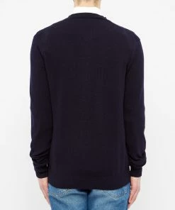 Comme Des Garçons Play Comme Des Garcons Play Gold Heart V-Neck Jumper -Outlet Sweaters Store Comme des Garcons Play Gold Heart V Neck Jumper Navy P1N048 2 6 1